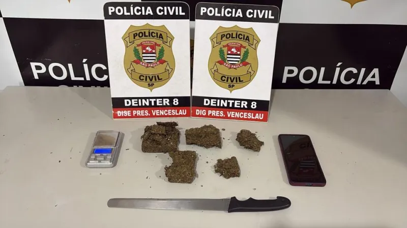 Homem, de 29 anos, foi preso em flagrante por tráfico de droga, no Jardim Ipanema, em Presidente Venceslau (SP) |