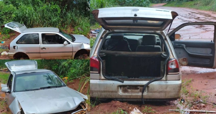 Próximo ao automóvel havia diversas carcaças de animais bovinos.