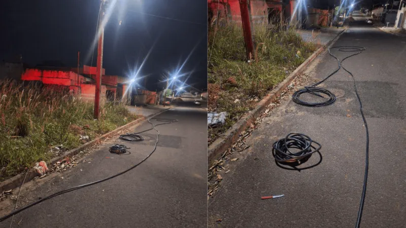 Homem, de 51 anos, foi preso em flagrante por furto de 200 metros de cabos de telefonia, no Parque dos Pinheiros, em Álvares Machado (SP) |