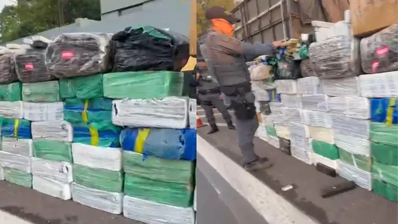 Fardos de maconha estavam escondidos entre a carga de grãos de aveia |