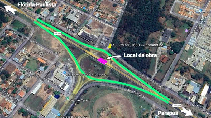 Obras seguem até dezembro na Rodovia Comandante João Ribeiro de Barros (SP-294), em Adamantina (SP) |