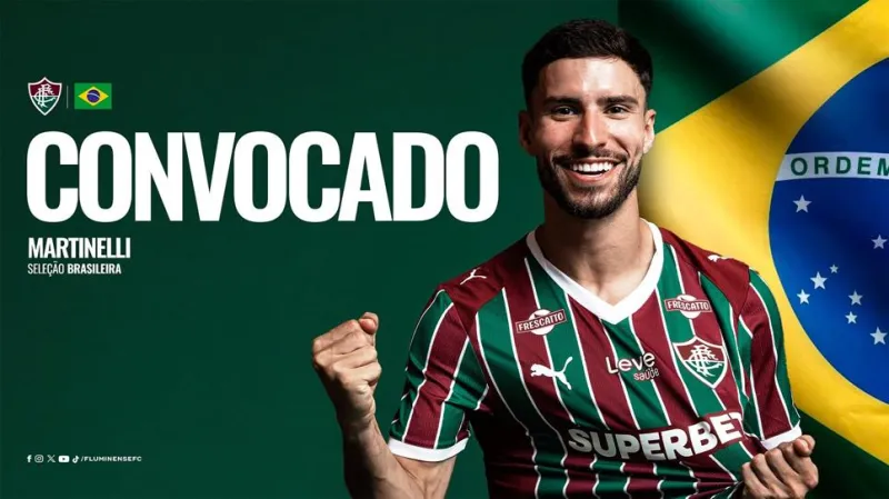 Publicação feita pelo Fluminense celebra a primeira convocação de Matheus Martinelli para a Seleção Brasileira |