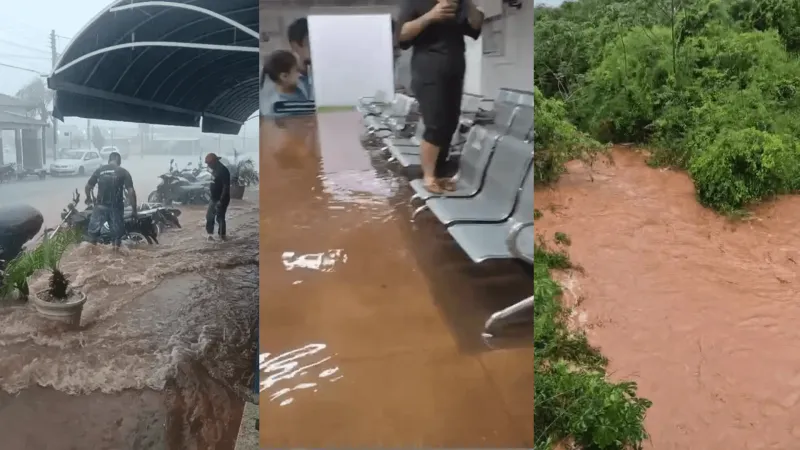 Volume de chuva chegou a cerca de 100 mm e ventos alcançaram 80 km/h |