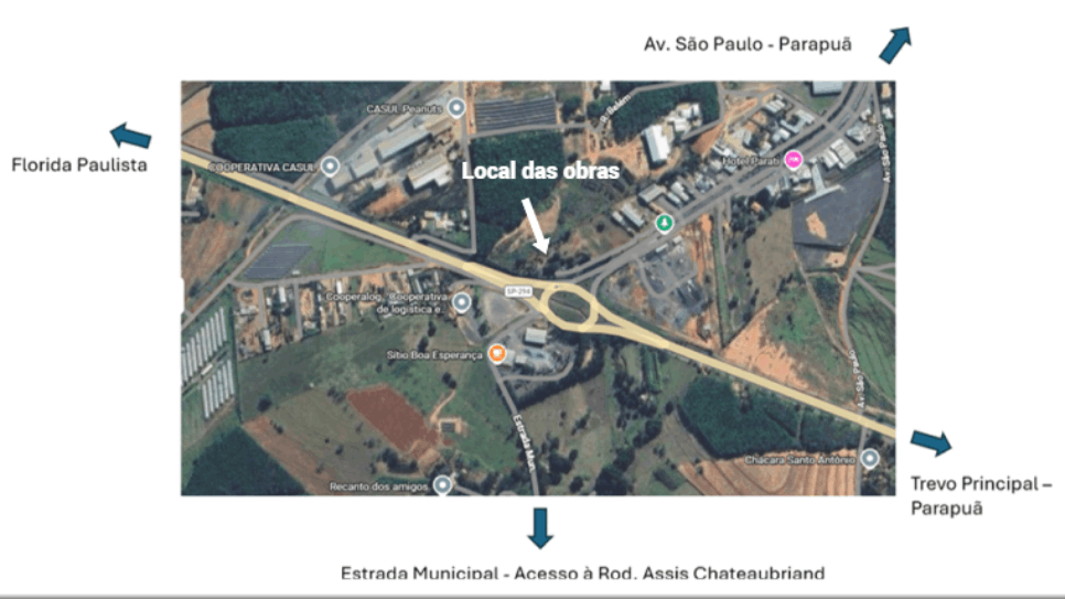 Obras alteram fluxo na SP-294 em Parapuã (SP) |